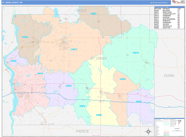 St. Croix County, WI Zip Code Map